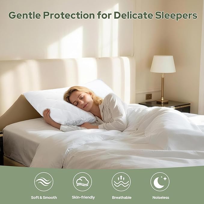CoolShields Premium 100% Cotton Waterproof Pillow Protectors with Zipper, Breathable & Noiseless, Hypoallergenic Soft Skin-Friendly Surface for All-Night Comfort, Standard Size - 20”x26” (2 Pack)