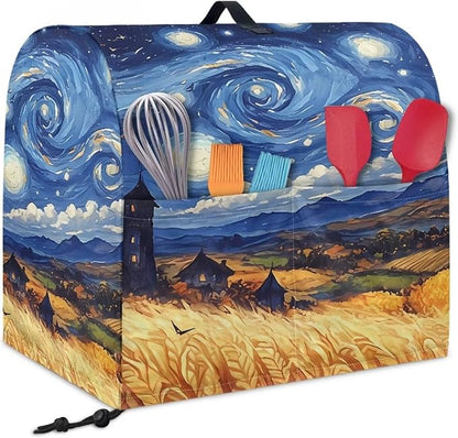 Blue Starry Night Print Mixer Cover Dust Covers with 2 Pocket and Handle Kitchen Appliance Coffee Maker Toaster Dust Covers