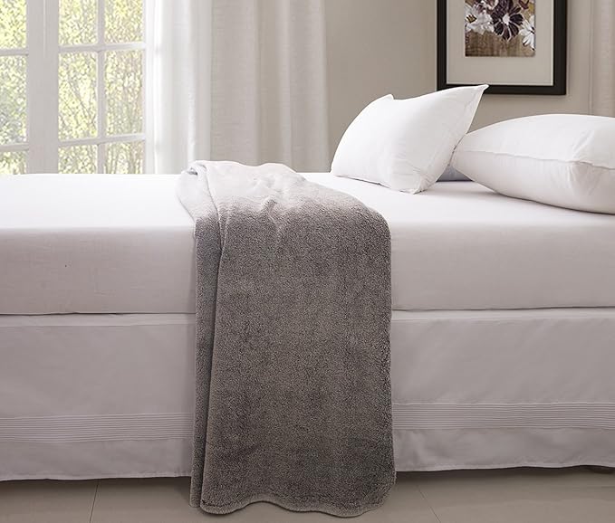 Valea Home Bed Skirt with Stitch on White Dust Ruffle with Split Corners, Durable Elegant Luxury Bedskirt King 14-inch Tailored Drop