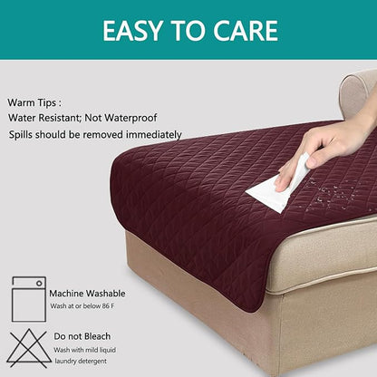 U-NICE HOME Sectional Couch Cover for Dogs Chaise Lounge Reversible Sofa Cover Furniture Protector Cover for Pets with Elastic Adjustable Strap (Chaise Lounge, Burgundy/Tan)