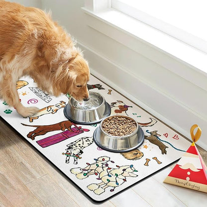 Dog Cat Food Mats for Floors, Absorbent Dog Bowl Mats for Food and Water, Quick Dry Pet Dog Food Mat Non-Slip Pet Supplies