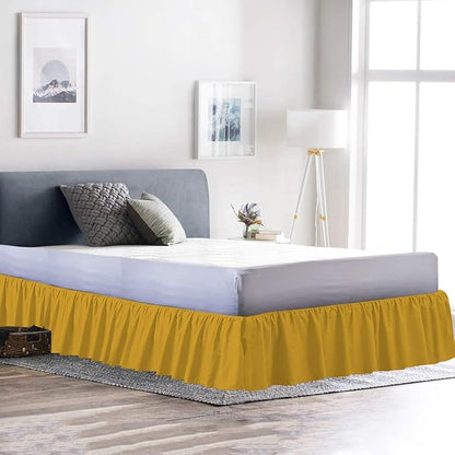 Bed Skirt - Ruffled Bed Skirt (Twin, Gold) 12 Inch Drop Dust Ruffle with Platform, 100% Cotton 800 Thread Count Fabric - Dust Ruffle Bedskirt for Easy Fitting and Easy Care