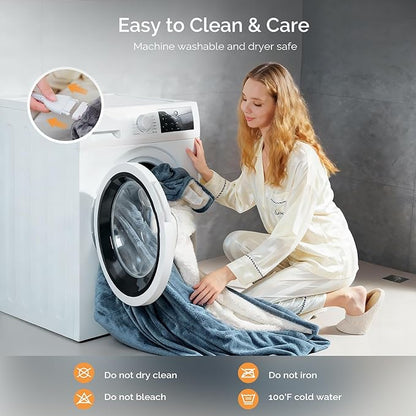 Heated Blanket Electric Blanket Twin 62"x84" Fast Heating Electric Blanket with 10 Heat Levels & 10 Hours Auto-Off Overheat Protection Cozy Soft Flannel Heated Throw Blanket