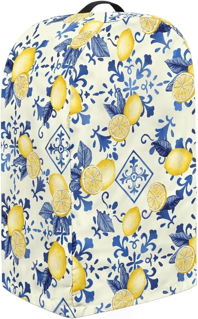 Lemon Flower Blender Dust Cover Stand Mixer or Coffee Maker Appliance Covers with Drawstring Anti Fingerprint Polyester Dust Stain Resistant Blender Cover for Home Kitchen