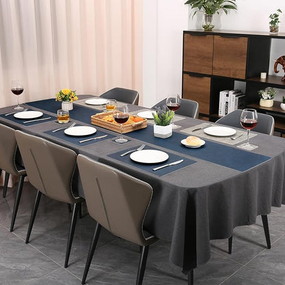 Table Runners 55 Inches Long, Dual-Sided Faux Leather Farmhouse Table Runner Waterproof Heatproof Non-Slip for Living Room Party Home Decor Holiday Decorations(Gray Blue, 12 x 55 Inch)