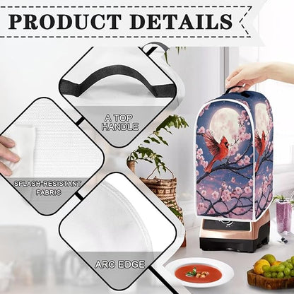 Talayituse Cardinal Cherry Blossom Moon Print Blender Dust Cover, Fingerprint Protection Cover for Stand Mixer or Coffee Machine, Home Kitchen Appliance Covers for Stain Dust Resistant Supplies