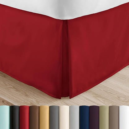 Linen Market Bed Skirt - Ultra Soft Microfiber - Easy Fit with 14" Tailored Drop - Hotel Quality, Shrinkage & Fade Resistant - Bed Cover - Cal King Bed Skirt - Bedroom Décor - (Cal King, Burgundy)
