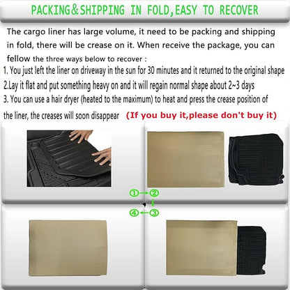 All Weather Rear Cargo Liners Trunk Tray Mats Protector Custom Compatible with KIA Sportage 2017 2018 2019 2020 2021 2022, 3D Waterproof Durable Odorless Flexible Black TPO Accessories