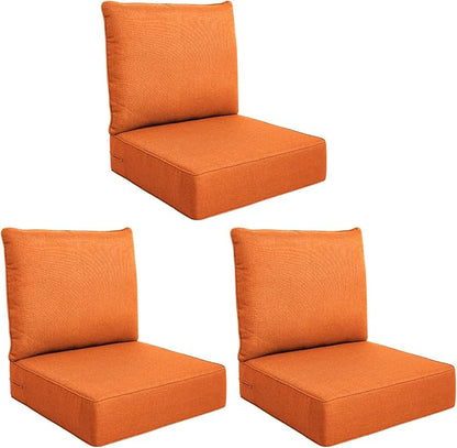 Luxury Outdoor Seat Cushion Set-24 x 24 x 6 Inch Outdoor Chair Cushions Set of 2 with Water Resistant & Removable Cover Outdoor Cushions for Patio Furniture Chair Sofa Couch