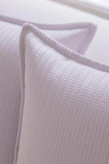 Set of 2 Cozy Striped Herringbone Flange Throw Pillow Covers, Aesthetic Embossed Pattern Pillow Covers for Couch and Bed - 20"x20", Languid Lavender