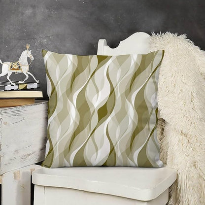 Light Green Throw Pillow Covers Abstract Ombre Light Green and Grey Striped Decorations for Bedroom Living Room Farmhouse Sofa Pillows Bed Couch 16x16 Inch