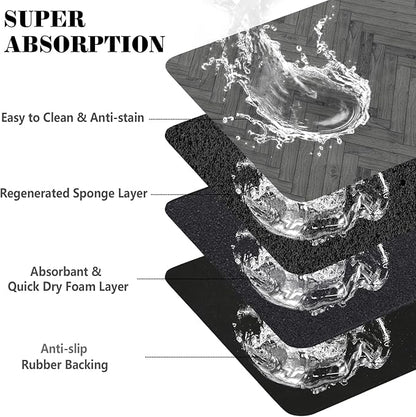 Dog Food Mats for Floors Absorbent, Pet Cat Food Mat - Quick Dry Dog Bowl Mats for Food and Water, Eco-Friendly Boho Pet Supplies