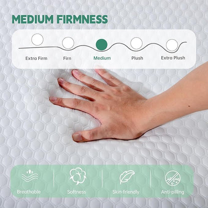 EYN Memory Foam Mattress Cooling Gel Size Matress in A Box Bed Frame Pressure Relief Medium Firm Size Removable Washable Cover Feel Bedroom Essentials CertiPUR-US Certified (8'', Twin XL)