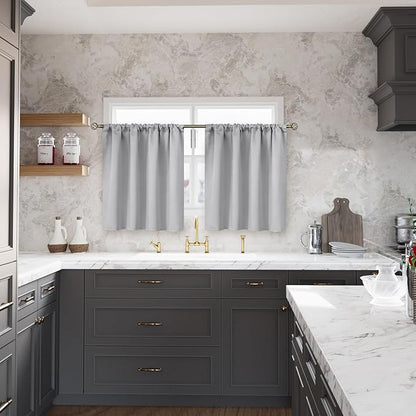 BGment Short Blackout Curtains 45 Inch Length for Kitchen Window - Rod Pocket Drapes Room Darkening Privacy Blinds for Bathroom Bedroom Windows, 2 Panels, 34 x 45 Inch