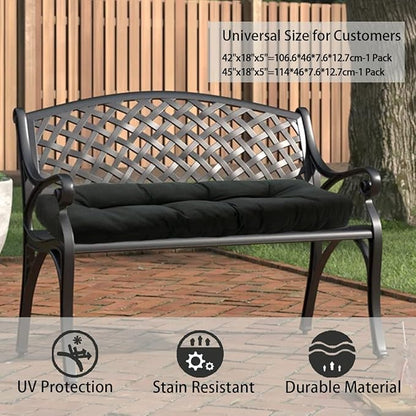 FUNHOME Outdoor Bench Cushion 42 x18 inch with Non-Slip Grips,Water Resistant Porch Swing Cushion,Bench Pillow Pads,Tufted Cushions for Patio Garden Furniture,42" Seat Cushions(Black)