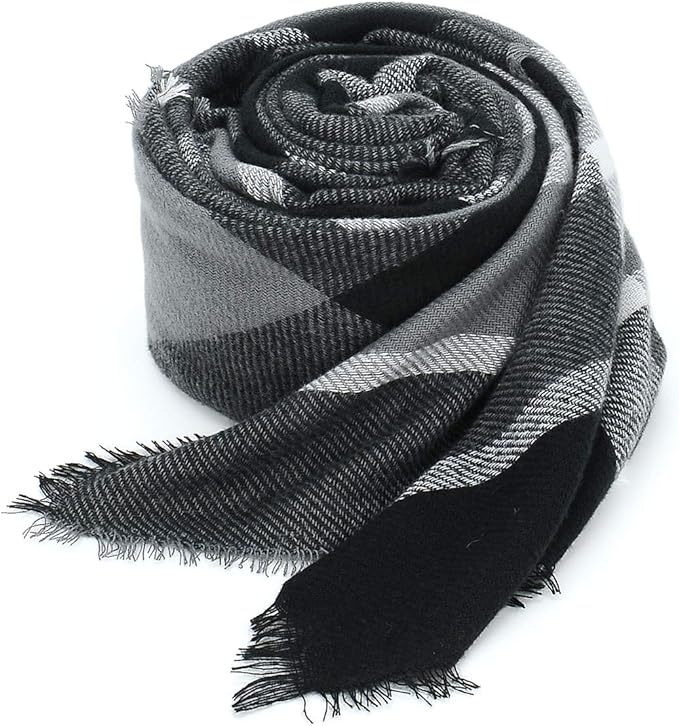 American Trends Women's Cozy Warm Winter Fall Blanket Scarf Stylish Soft Chunky Checked Giant Scarves Shawls