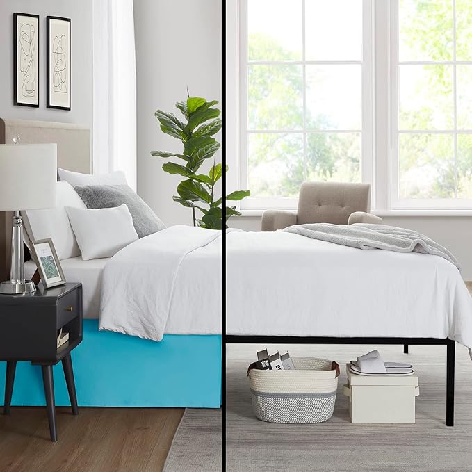 Nestl Beach Blue Twin XL Bed Skirt - Twin XL Size Bed Skirt 14 Inch Drop - Brushed Microfiber Bed Skirts - Hotel Quality Pleated Bed Skirt - Shrinkage & Fade Resistant