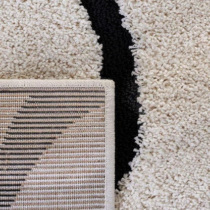 SAFAVIEH Florida Shag Collection Accent Rug - 3'3" x 5'3", Ivory & Black, Non-Shedding & Easy Care, 1.2-inch Thick Ideal for High Traffic Areas in Entryway, Living Room, Bedroom (SG471-1290)