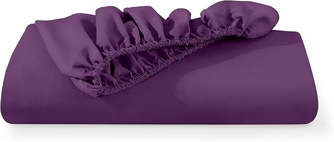 Bare Home Fitted Bottom Sheet Full Size - Premium 1800 Microfiber - Ultra-Soft Hotel Luxury - Deep Pocket - Durable and Long Lasting (Full, Plum)