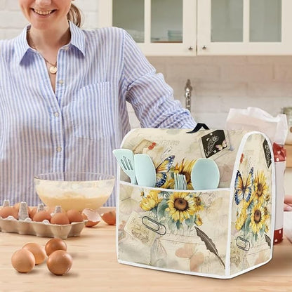Sunflower Butterfly Stand Mixer Cover Compatible with 4.5-5 Quart Kitchen Aid Mixer, Washable Dustproof Covers Fit All Tilt Head & Bowl Lift Models Mixers, Easy to Clean