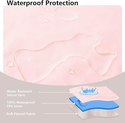 Waterproof Blanket for Couch, Leak Proof Dog Bed Blankets Reversible, Pet Throw Sofa Furniture Protector Machine Washable-68 x82,Pink+Cream