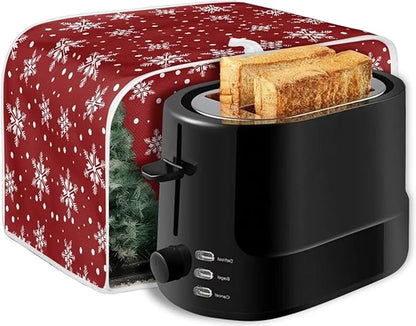 Snowman Snowflake Printed Toaster Oven Cover Kitchen Machine Covers, 4 Slice Toaster Cover Fits Most Standard Toasters, Small Kitchen Appliance Covers for Decorative, Red
