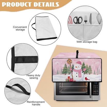 Air Fryer Toaster Oven Dust Cover Washable Convection Oven Cover Stylish Kitchen Appliance Protector Decorations Countertop Accessories, M, Snowman Northern Cardinal Pink