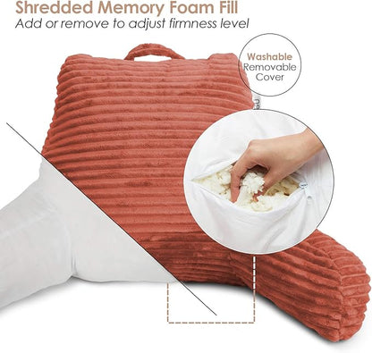 Hearth & Harbor Reading Pillow for Bed Adult – Back Pillow for Sitting in Bed, Standard Bed Pillows for Sitting Up in Bed, Foam Bed Chair Pillow, Misty Bed Rest Pillow