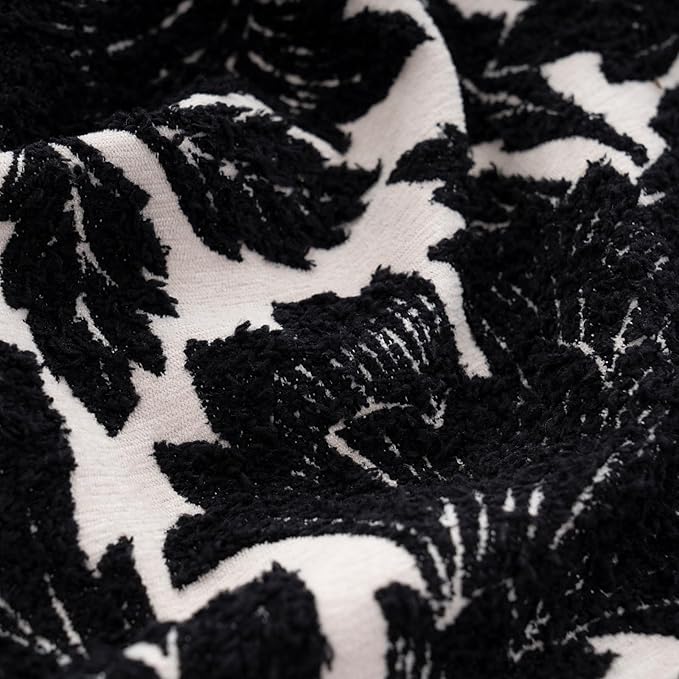 Yangest Chenille Floral Pillow Cover 20 x 20 Inches, Neutral Jacquard Square Throw Pillow Cover Soft Decorative Nature Accent Couch Pillow Cover for Living Room Bedroom, Black