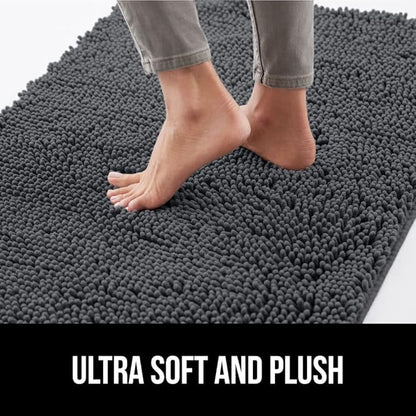 GORILLA GRIP SOAKSTOPPER Dog Door Mat, 70x24 Machine Washable Rug Absorbent Doormat Captures Moisture Mud Dirt, Quick Dry Soft Chenille Entryway Rugs Indoor Entrance Mats for Dog Paws, Charcoal