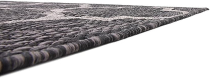 Unique Loom Outdoor Trellis Collection Area Rug (7' 1" x 10' Rectangle, Black/ Ivory)