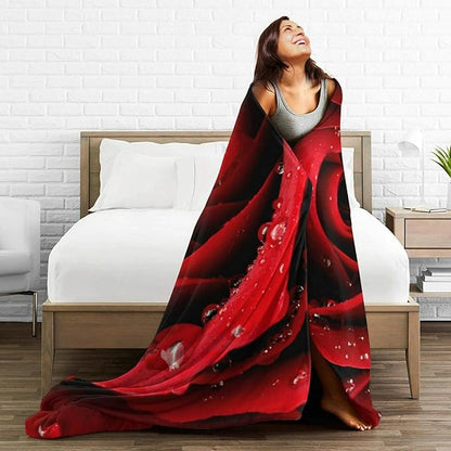 HGOD DESIGNS Red Rose Throw Blanket Ultra Soft Warm All Season Rose Decorative Fleece Blankets for Bed Chair Car Sofa Couch Bedroom 50"X60"