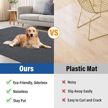 Office Chair mat for Hardwood Floor,55"x35" Anti-Slip Floor Protector for Home Office,Under Desk Mat,Computer Chair mat for Rolling Chairs Dark Grey