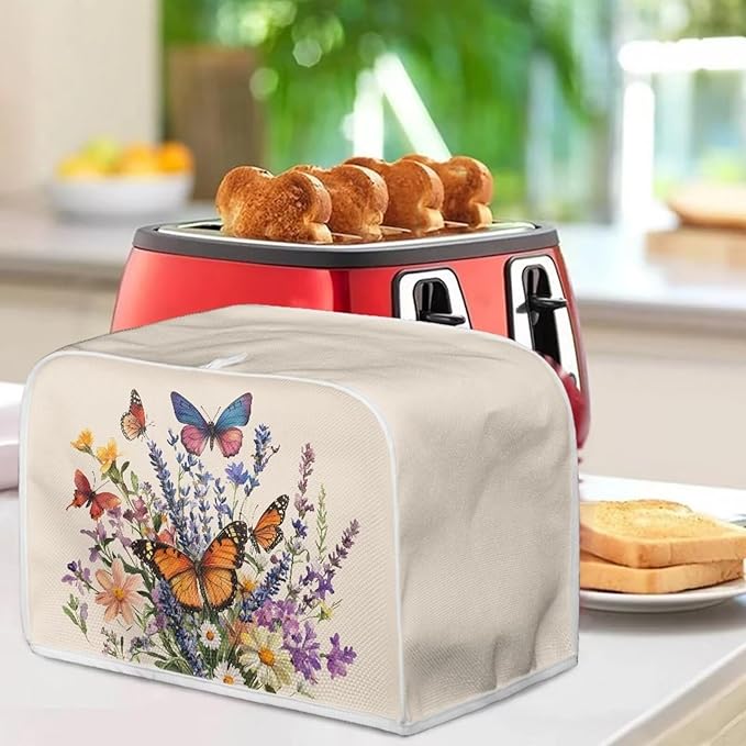 ZFRXIGN Flower Butterfly Toaster Cover Small Appliance Covers Toaster Cover 4 Slice Kitchen Decor Toaster with Top Handle Toaster Bag Dust Cover Beige Daisy Toaster Cover