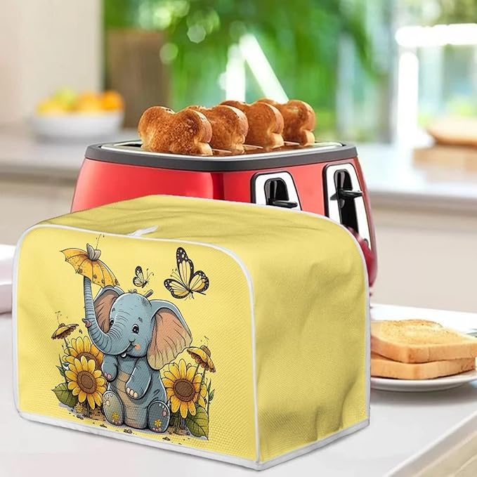 ZFRXIGN Elephant Sunflower Toaster Cover 2 Slice Small Appliance Covers Kitchen Microwave Oven Dust Cover Case Protector Waterproof Toaster Covers Butterfly Yellow