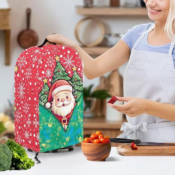 Christmas Blender Dust Cover with Drawstring, Stand Mixer or Coffee Maker Appliance Covers, Anti Fingerprint Polyester Dust Proof Stain Resistant Blender Cover for Kitchen, Santa Claus