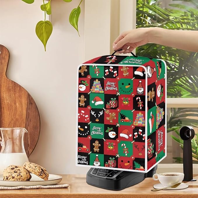 Coffee Maker Cover, Christmas Holiday Coffee Dust Cover Washable Removable Mixer Appliance Protector