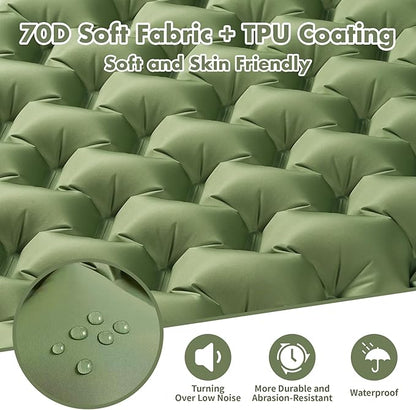 Sleeping Pad for Camping - 4” Thick Inflatable Camping Mat with Built-in Pump & Pillow, Ultralight Self Inflating Camping pad, Backpacking Sleeping Mat for Hiking, Tent, Traveling