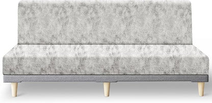 molasofa Leather Like Stretch Futon Slipcover Armless Futon Bed Sofa Cover Furniture Protector with Elastic Bottom, Soft and Washable Futon Cover for Sofa Bed Stay in Place（Larger，Beige）