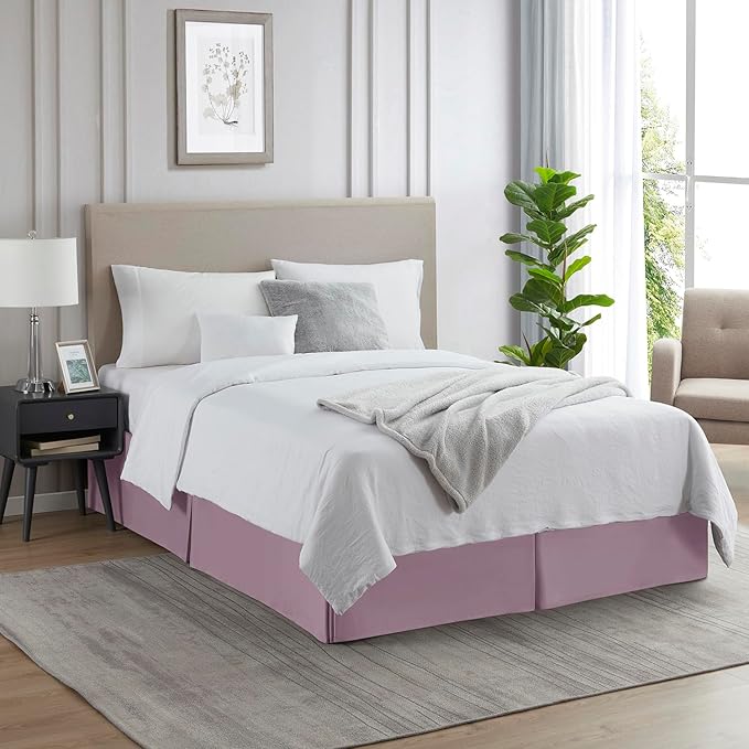 Nestl Dusty Purple Twin XL Bed Skirt - Twin XL Size Bed Skirt 14 Inch Drop - Brushed Microfiber Bed Skirts - Hotel Quality Pleated Bed Skirt - Shrinkage & Fade Resistant