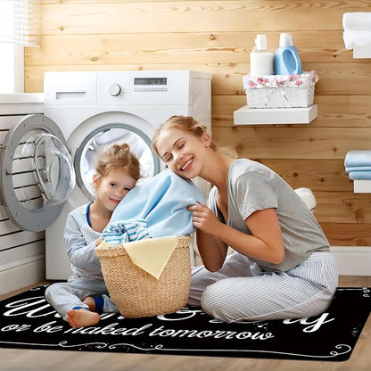 Laundry Room Rug Non Slip Floor mats Farmhouse Large Laundry Rugs for Laundry Runner Room Mat Washer and Dryer Carpet Laundry Room Decor 20x47inch(Black)
