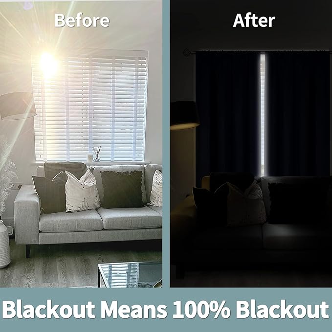 BGment Thermal Insulated Full Blackout Curtains for Living Room 84 Inch Length, Double Layer Room Darkening Noise Reducing Rod Pocket Curtains, 55 Inch Wide, Navy Blue, 2 Panels
