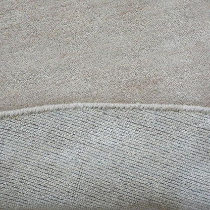 Hand Knotted Loom Wool ECO-Friendly Area Rugs - 6'x6', Round, Beige Color, Solid Plain Design, High Pile Thick Handmade Anti Skid Area Rugs for Living Room, Bed Room (L00111)