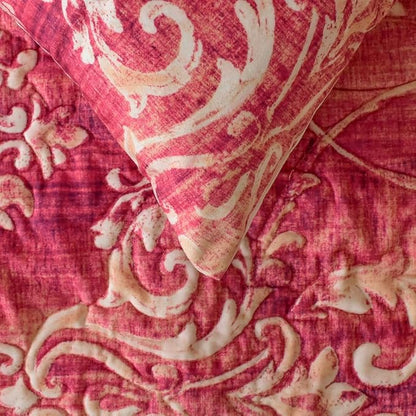 The HomeCentric King/Queen/Twin Pink Luxury CA King 86"x18" Bed Runner Without Pillow Cover, Damask, Quilted Bed Scarf on Velvet Fabric - Pink Dalliance