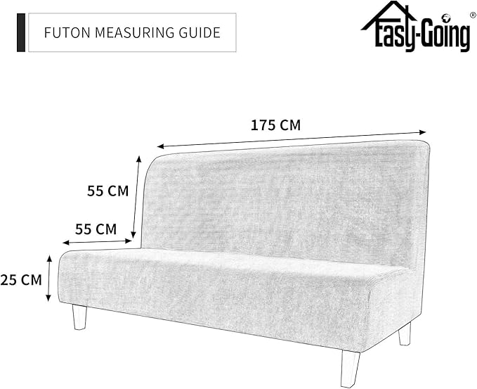 Easy-Going Stretch Futon Slipcover Armless Sofa Cover Furniture Protector Without Armrests Slipcover Soft with Elastic Bottom for Kids, Spandex Jacquard Small Check (futon,Light Gray)