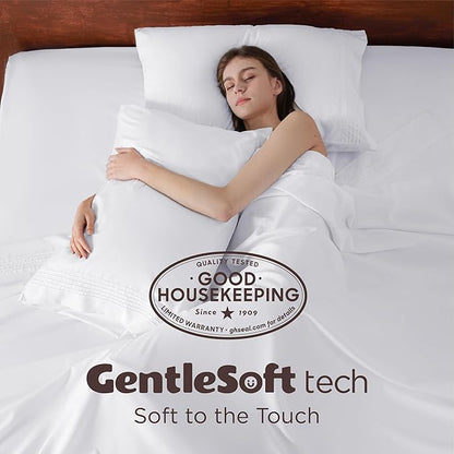Bedsure Deep Pocket Twin Sheets Set - Fits Mattresses Up to 21 Inches Thick -3 Piece GentleSoft Bed Sheets, Moisture Wicking, Soft & Cooling Bedsheet & Pillowcases, Easy & Secure Fit, White