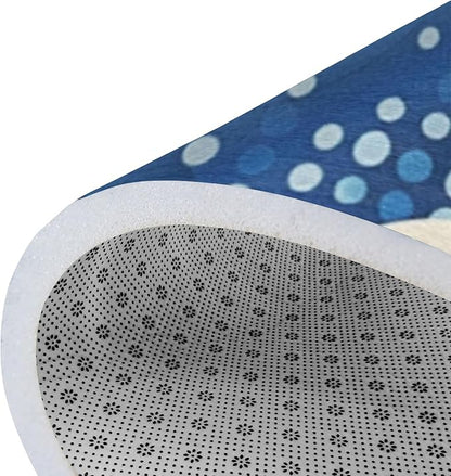 9CH Modern Wavy Circles Area Rug 7' X 5' Navy Blue Abstract Geometric Washable Rugs Non Slip Soft Modern Floor Carpet for Office Dining Room Home Decor