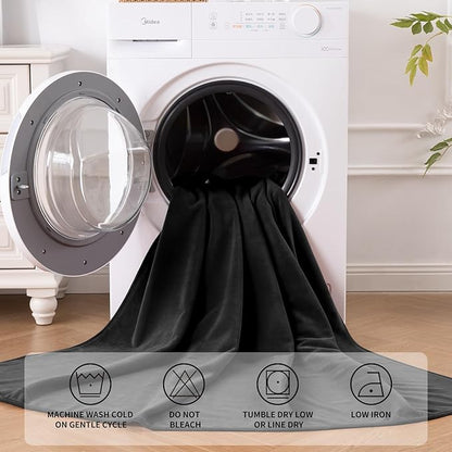 QiyI Waterproof Blanket for Bed King Size, Washable Reversible Bed Cover, Large Leakproof Stain-Resistant Furniture Protector for Travel & Camping, 80"x90", Black/Light Grey
