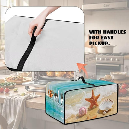 Air Fryer Toaster Oven Dust Cover Countertop Microwave Dust Cover Protector, Compatible with Convection Oven, L, 18.5 x 22.5 x 13 Inches, Beach Starfish Sea Shell