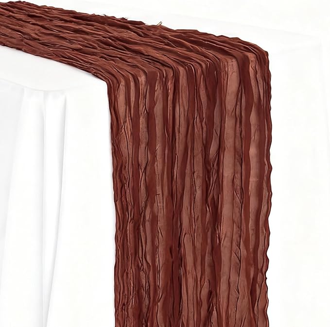 BALCONY & FALCON Terracotta Cheesecloth Table Runner 10FT 120 Inch Rustic & Boho Farmhouse Gauze Cheese Cloth Runners for Wedding Fall Thanksgiving Christmas Party Baby Shower Birthday Decor